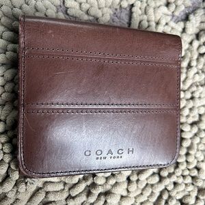 COACH NewYork Brown Leather Trifold Wallet with Coin Purse